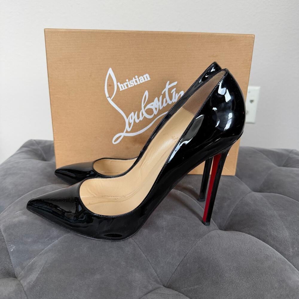 Christian Louboutin Pigalle 120 Black Patent Pumps Size 40.5 - Picture 5 of 16